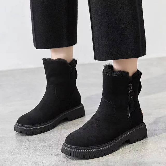 Botas de invierno calentitas para mujer. Calzado casual elegante con suela antideslizante para confort diario.