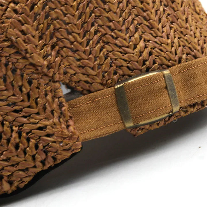 Sombrero de paja unisex, ajustable, ideal para looks casuales de verano y días de playa.