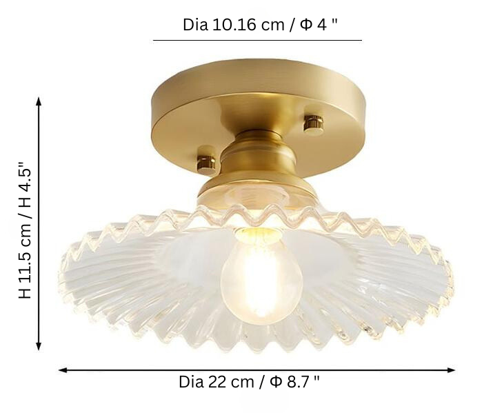 Clyvara, lámpara de techo de vidrio plisado. Aporta luz ambiente y estilo vintage a cualquier interior.