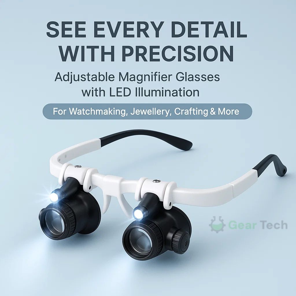 Gafas magnificadoras con luz LED integrada, óptimas para detallar en modelismo, artesania y electronica.