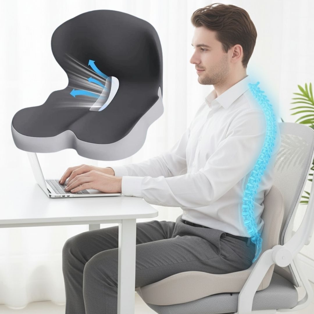 Cojín lumbar ergonómico de espuma viscoelástica para silla de oficina, soporte de espalda y alivio del dolor.