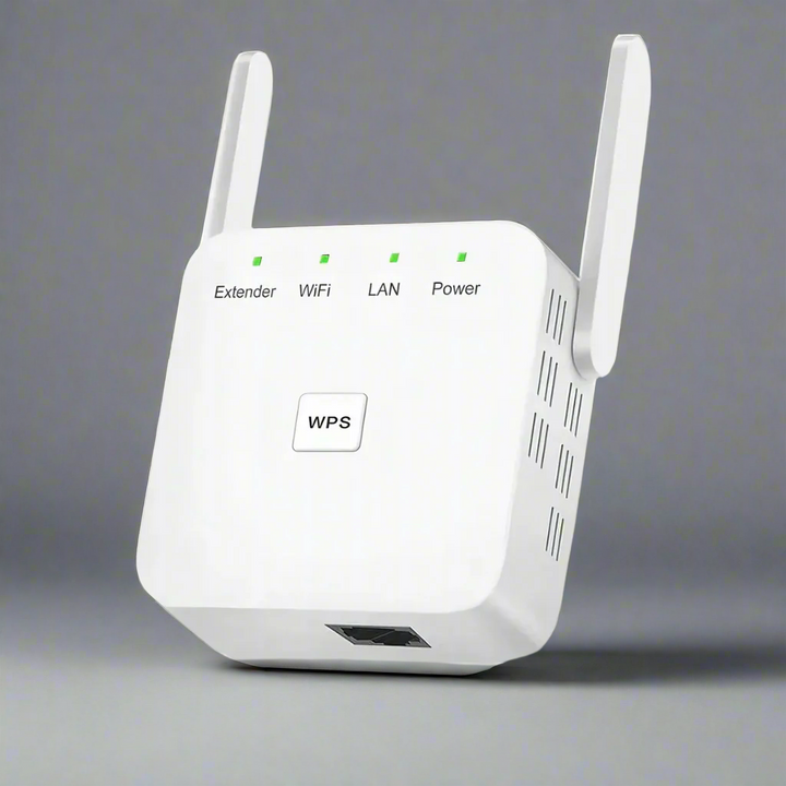 Repetidor WiFi doble banda 2.4GHz y 5G. Alcance de 300 metros para una red inalámbrica sin fallas.