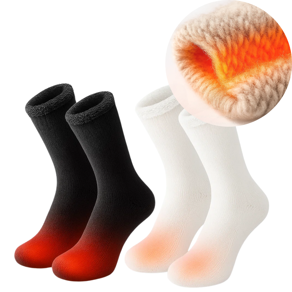 Calcetines térmicos calefactables unisex de invierno, brindando calidez confortable para pies calientes sin volumen.