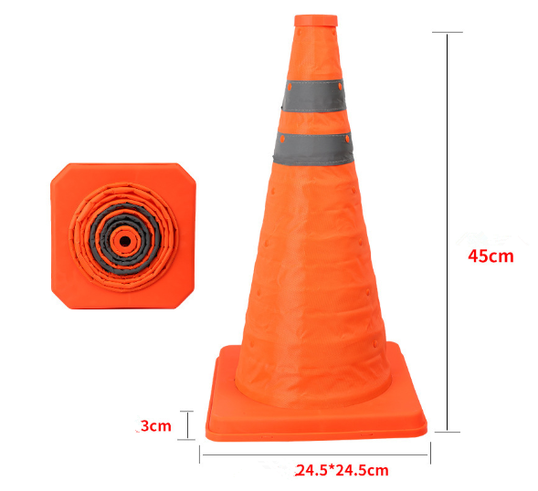 Cono de seguridad plegable para coche, ideal para emergencias en carretera.