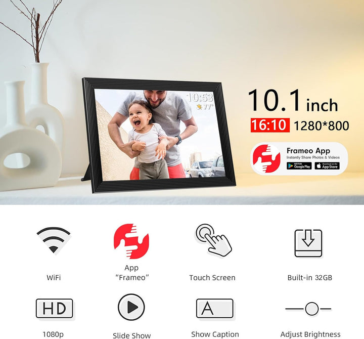 Regalo tecnológico perfecto: marco digital elegante con pantalla HD para decorar cualquier espacio.