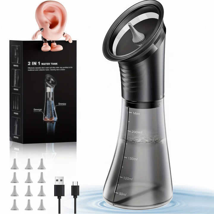Extractor de cerumen eléctrico USB, diseño ergonómico para limpieza auditiva segura y eficaz.