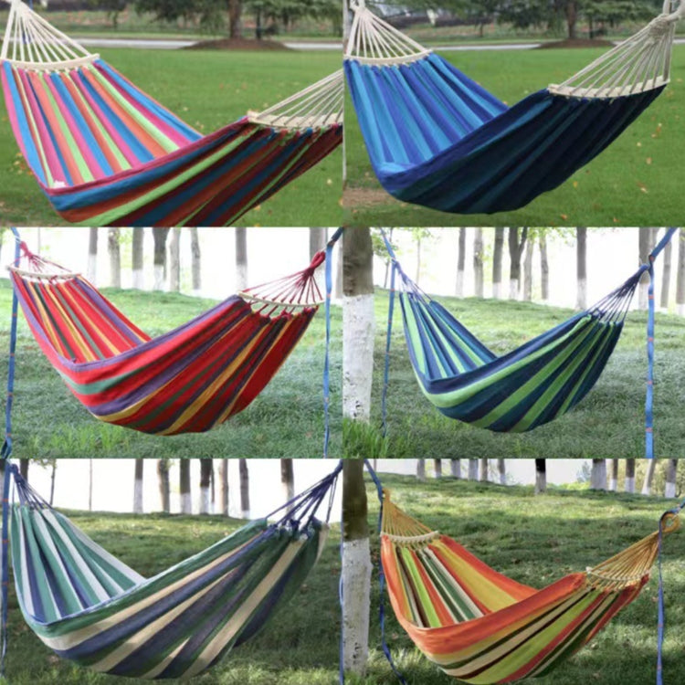 Columpio de lona azul para jardín, resistente y cómoda. Hamaca con barra extraíble para interior y exterior.