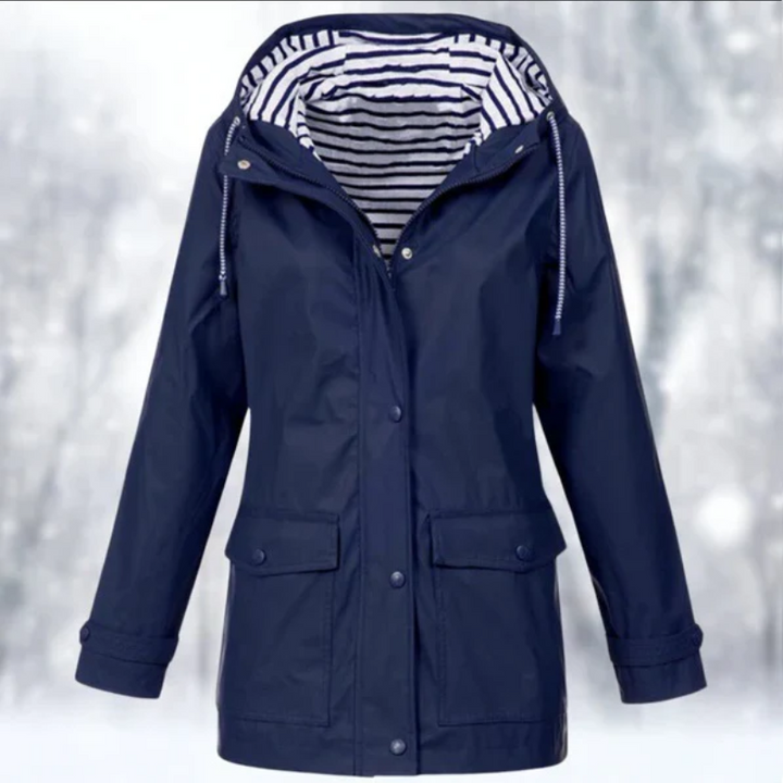 Chaqueta impermeable de moda para mujer, estilo invernal. Ropa de lluvia versátil y elegante para actividades.