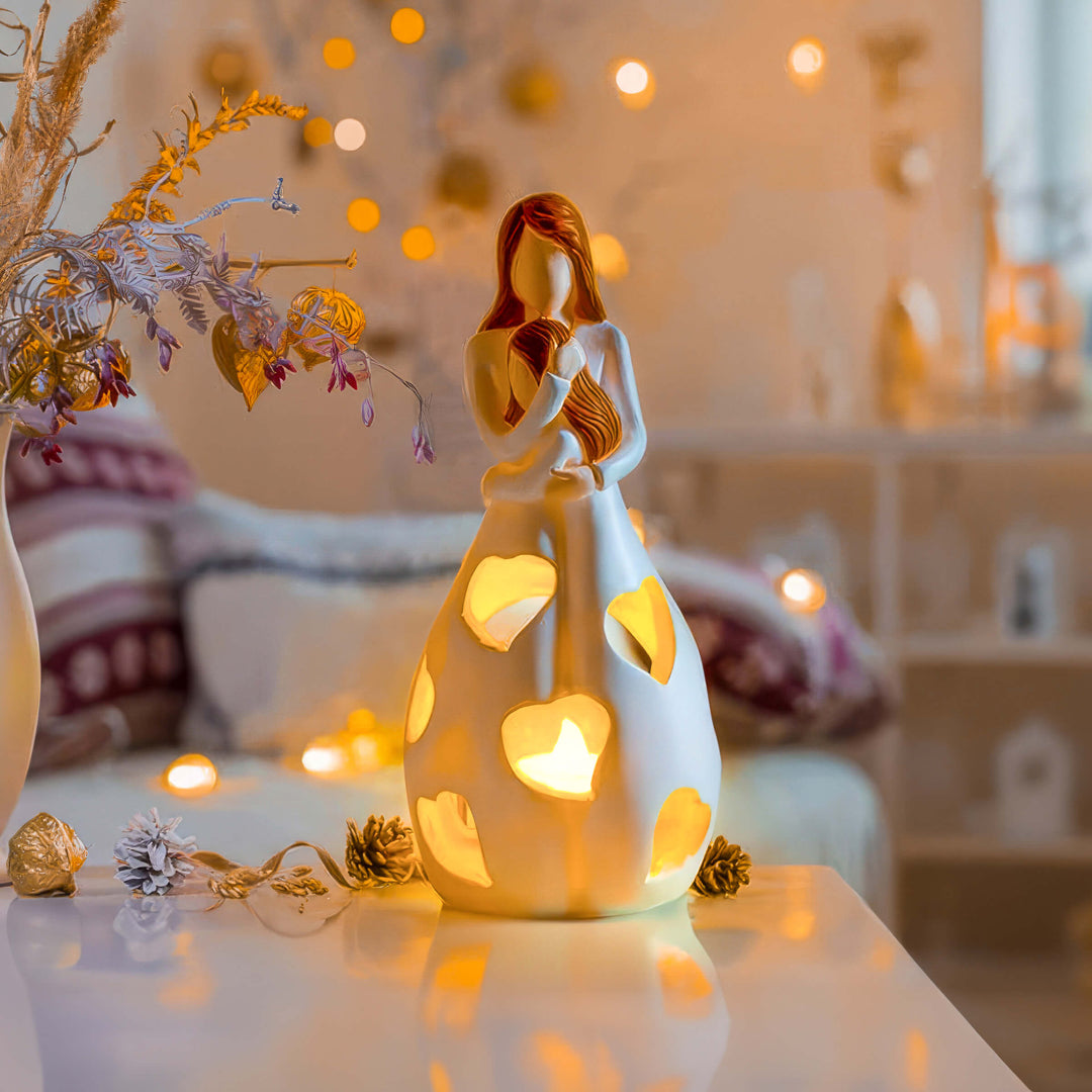 Lámpara decorativa de noche con corazón grabado "Amor de Madre e Hijo". Iluminación ambiente para el hogar.