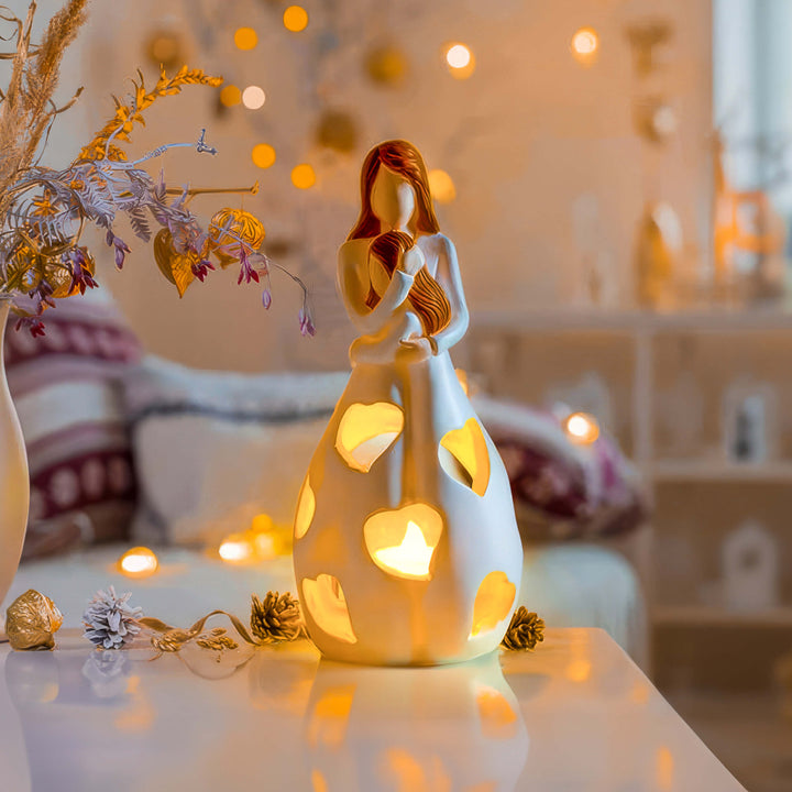 Lámpara decorativa de noche con corazón grabado "Amor de Madre e Hijo". Iluminación ambiente para el hogar.