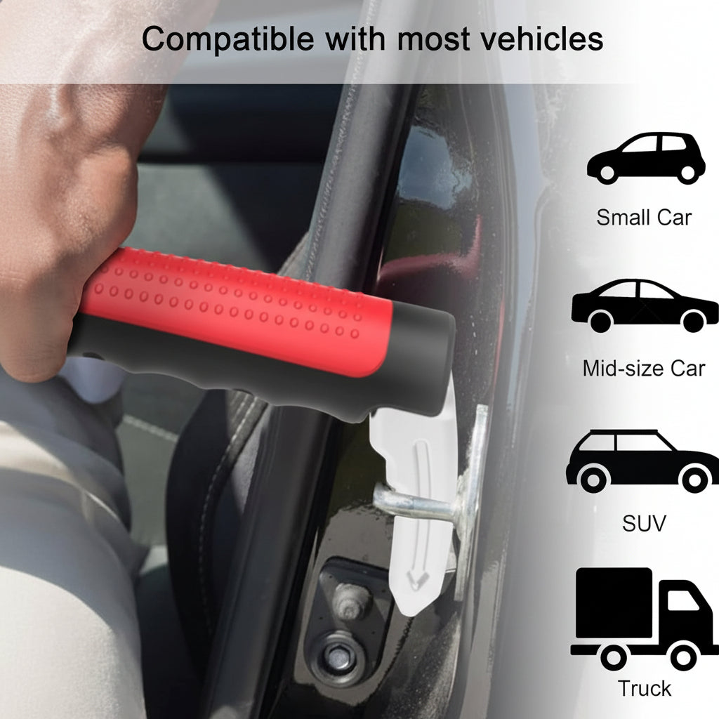 Kit de seguridad para auto, herramienta de emergencia vial con rompeventanas, esencial para cualquier vehículo.
