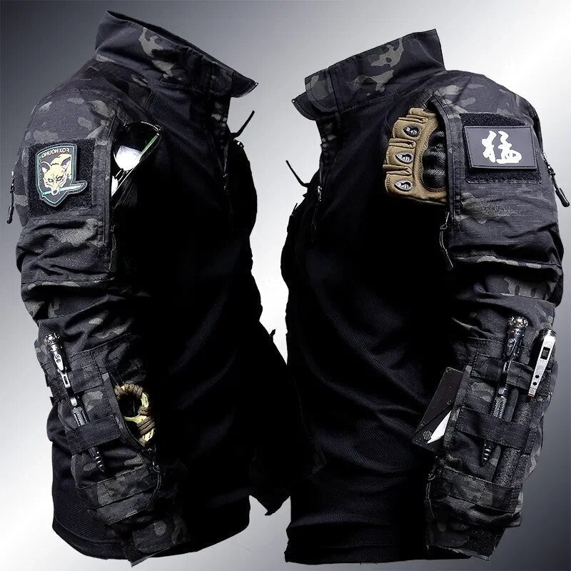 Pantalón táctico camuflaje militar de hombre, durabilidad extrema para senderismo, airsoft y deportes. Ropa exterior.