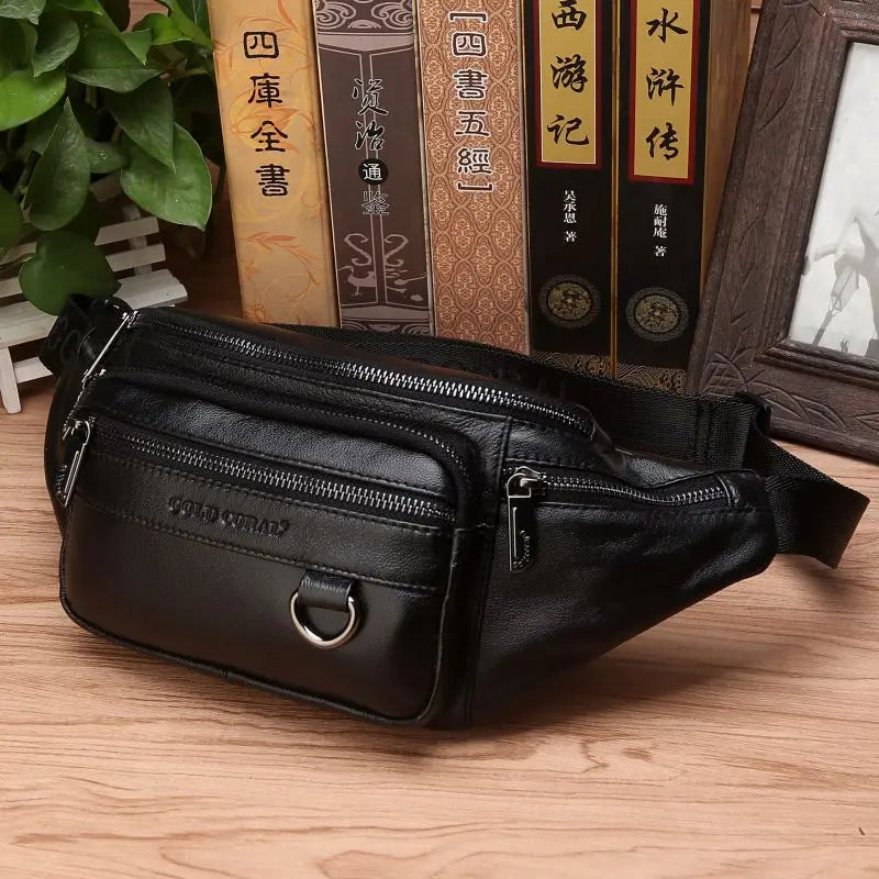 Riñonera de cuero para hombre, un bolso duradero de estilo masculino para cualquier ocasión.