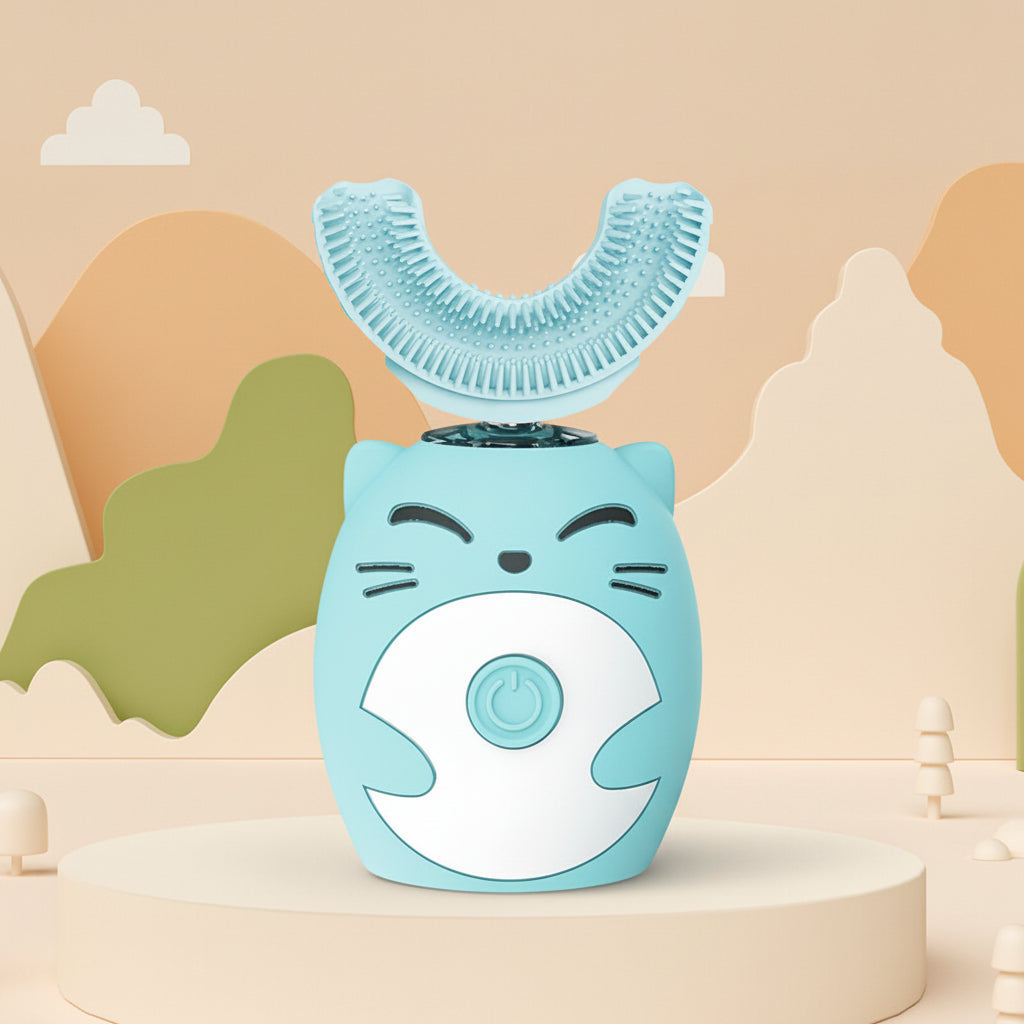 Cepillo eléctrico sónico para niños, forma de U de silicona. Limpieza dental suave y efectiva para la salud bucal.