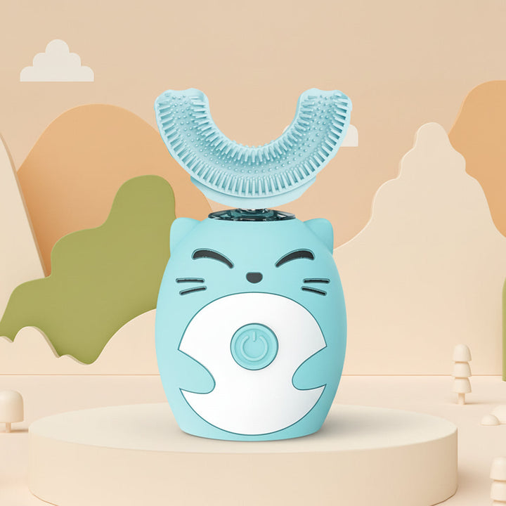 Cepillo eléctrico sónico para niños, forma de U de silicona. Limpieza dental suave y efectiva para la salud bucal.