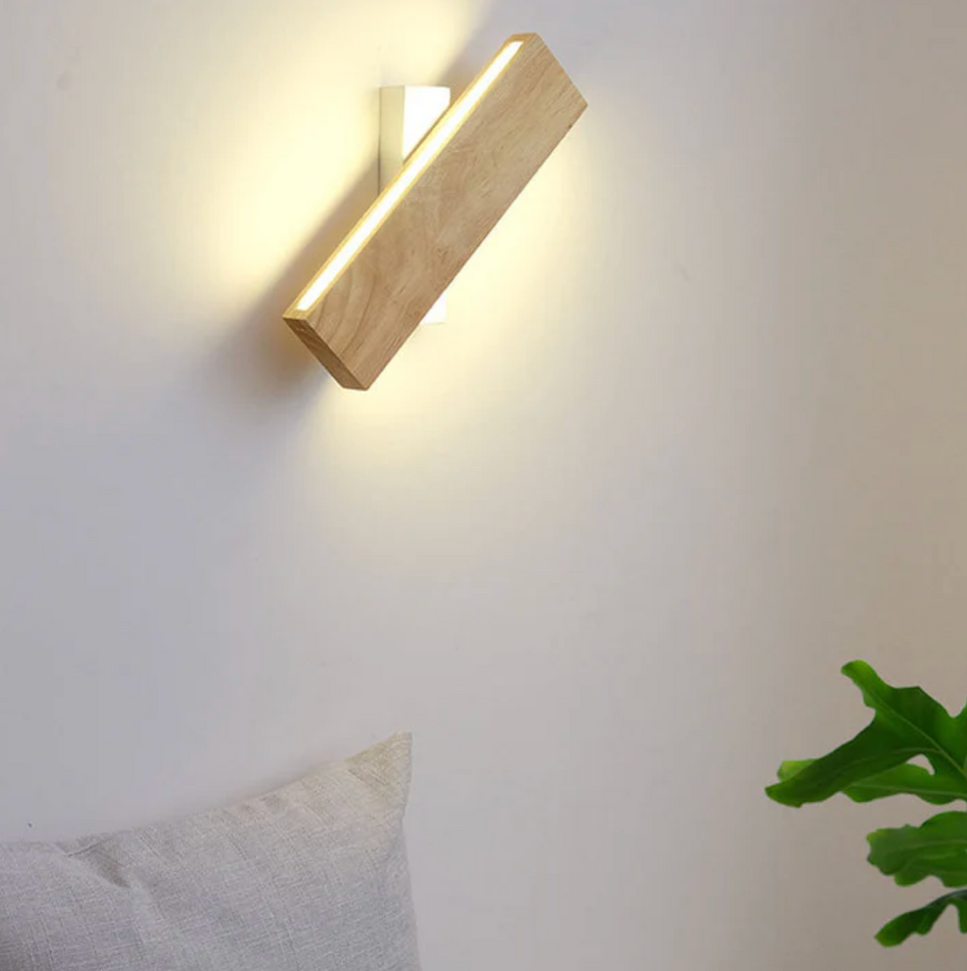 Iluminación decorativa para pared, aplique de madera Japandi estilo nórdico LED.