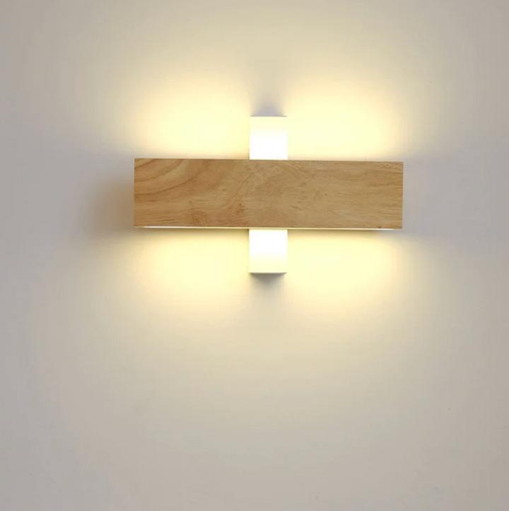 Aplique de pared Japandi de madera, iluminación moderna y elegante, diseño escandinavo.