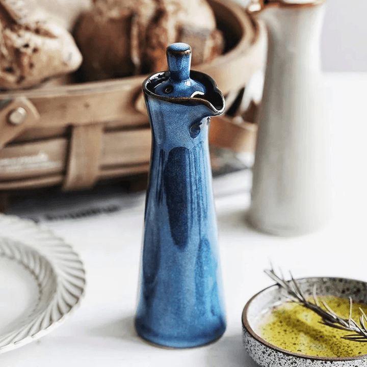 Juego dispensador de aceite y vinagre, hecho a mano, para mesa de comedor, toque gourmet.