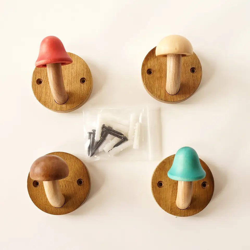 Ganchos de pared hongo, fijación fuerte sin perforaciones. Solución de almacenamiento y decoración infantil.