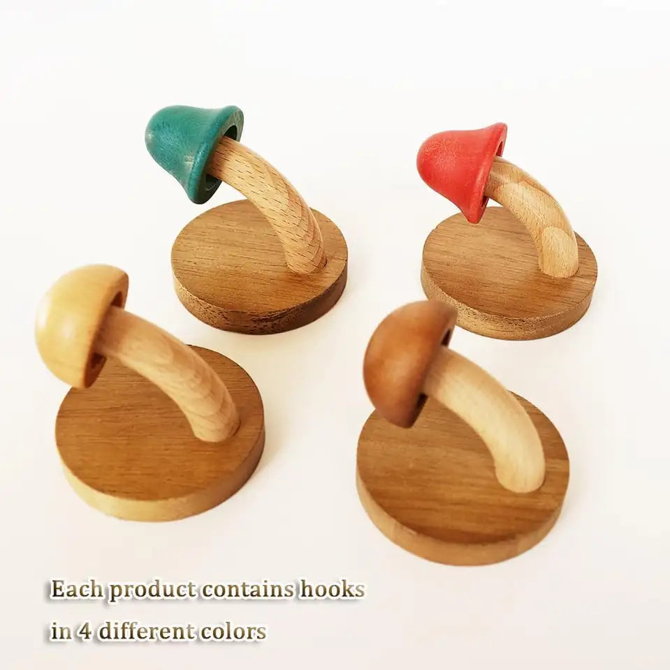 Set de ganchos de pared hongo para decoración de hogar. Organizador moderno y funcional para abrigos y accesorios.