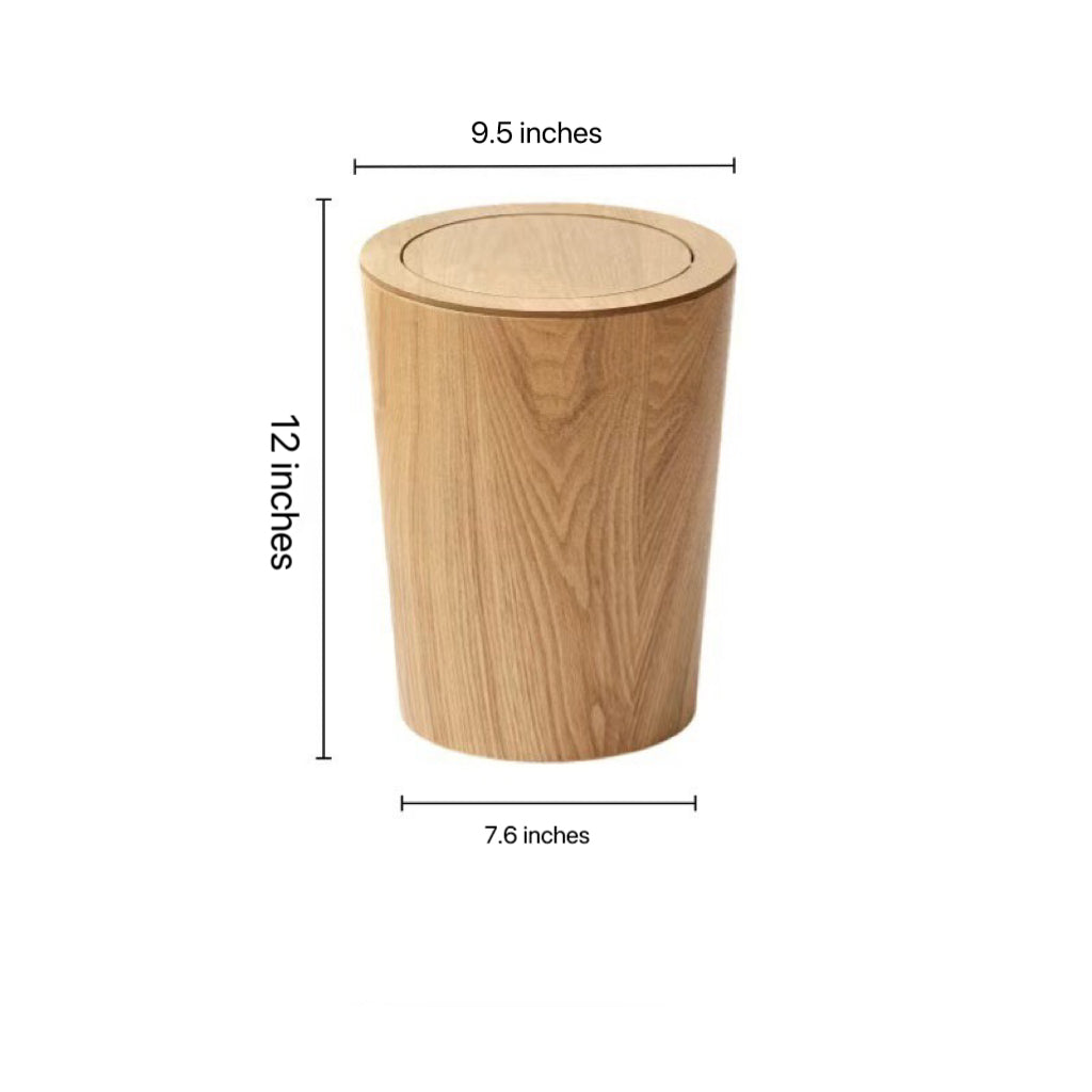Papelera estilo Japandi, diseño moderno y minimalista. Madera natural de nogal, perfecta para hogar.