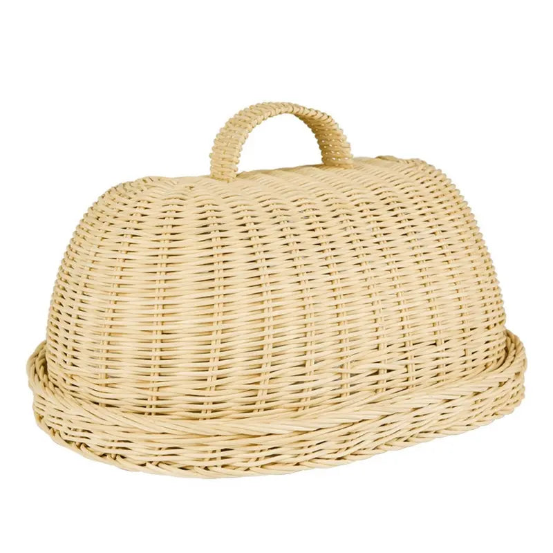 Cúpula de pan hecha a mano estilo rústico para panadería casera, mantiene el pan fresco en cocina elegante.