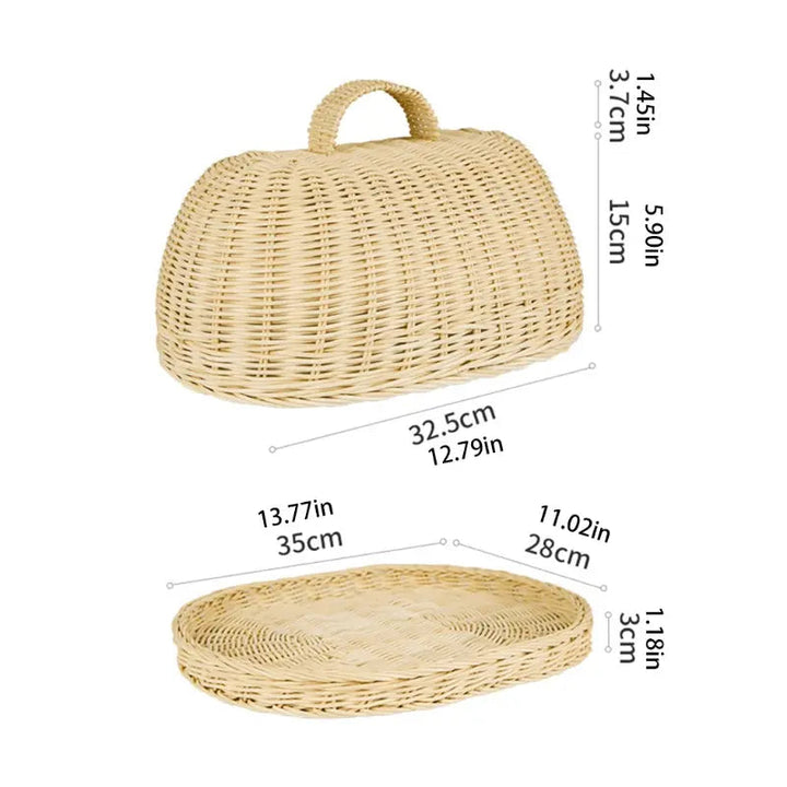 Campana de panadería casera tejida a mano, almacenamiento de alimentos en estilo rústico para tu cocina.
