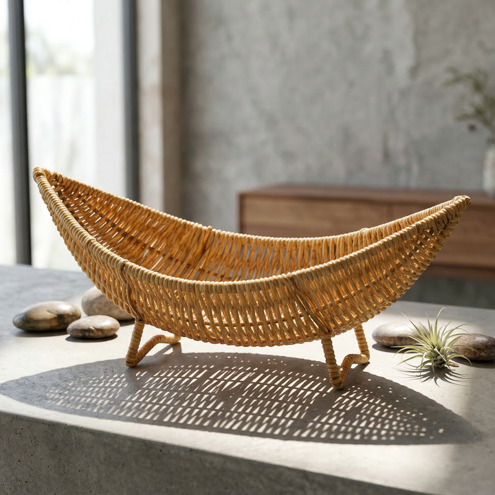 Cesta organizadora tejida artesanal para el hogar, ideal para almacenamiento y decoración en cualquier espacio.