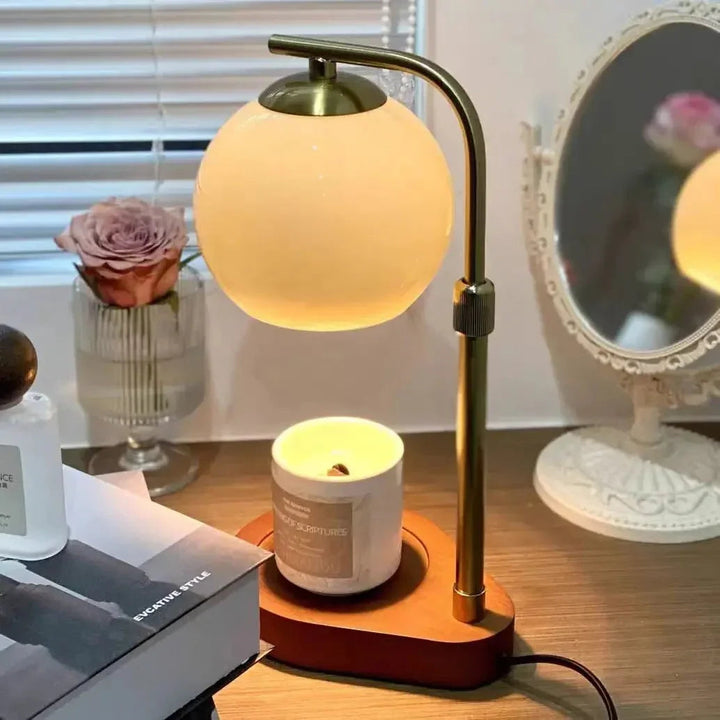 Lámpara de mesa con función de calentador de velas, para un hogar con aroma y luz suave.
