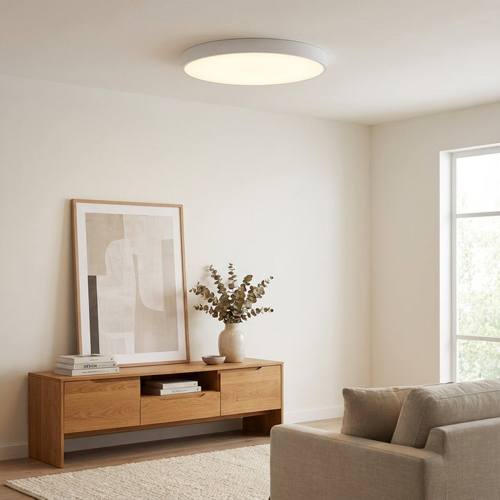 Lámpara de techo LED circular moderna para interiores, diseño minimalista y elegante.