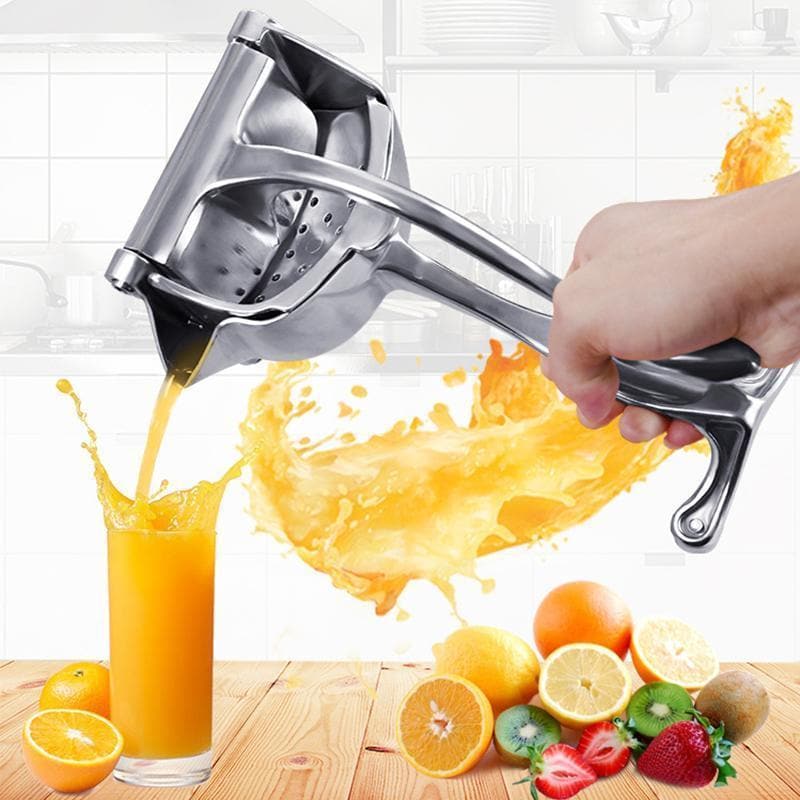 Extractor manual ergonómico de aluminio para limón y naranja. Disfruta de bebidas y jugo fresco en tu hogar.