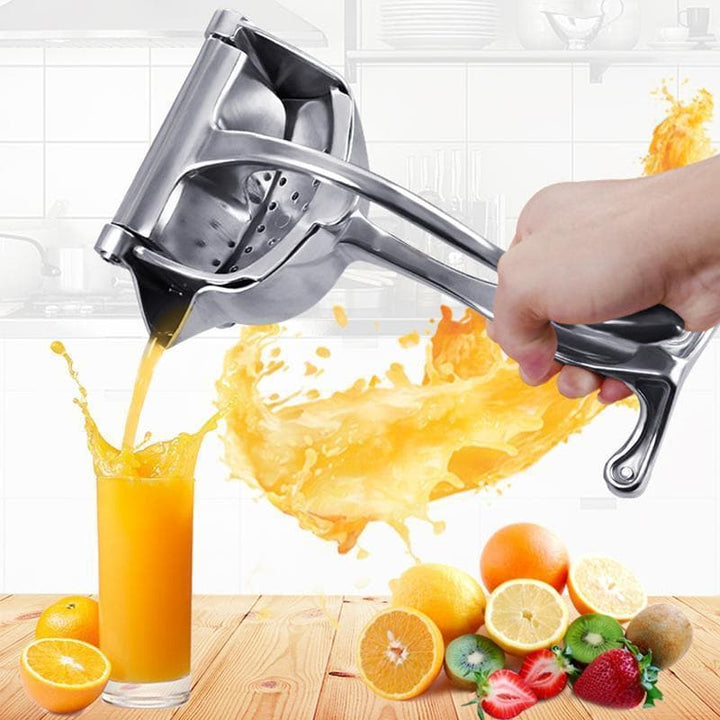Extractor manual ergonómico de aluminio para limón y naranja. Disfruta de bebidas y jugo fresco en tu hogar.