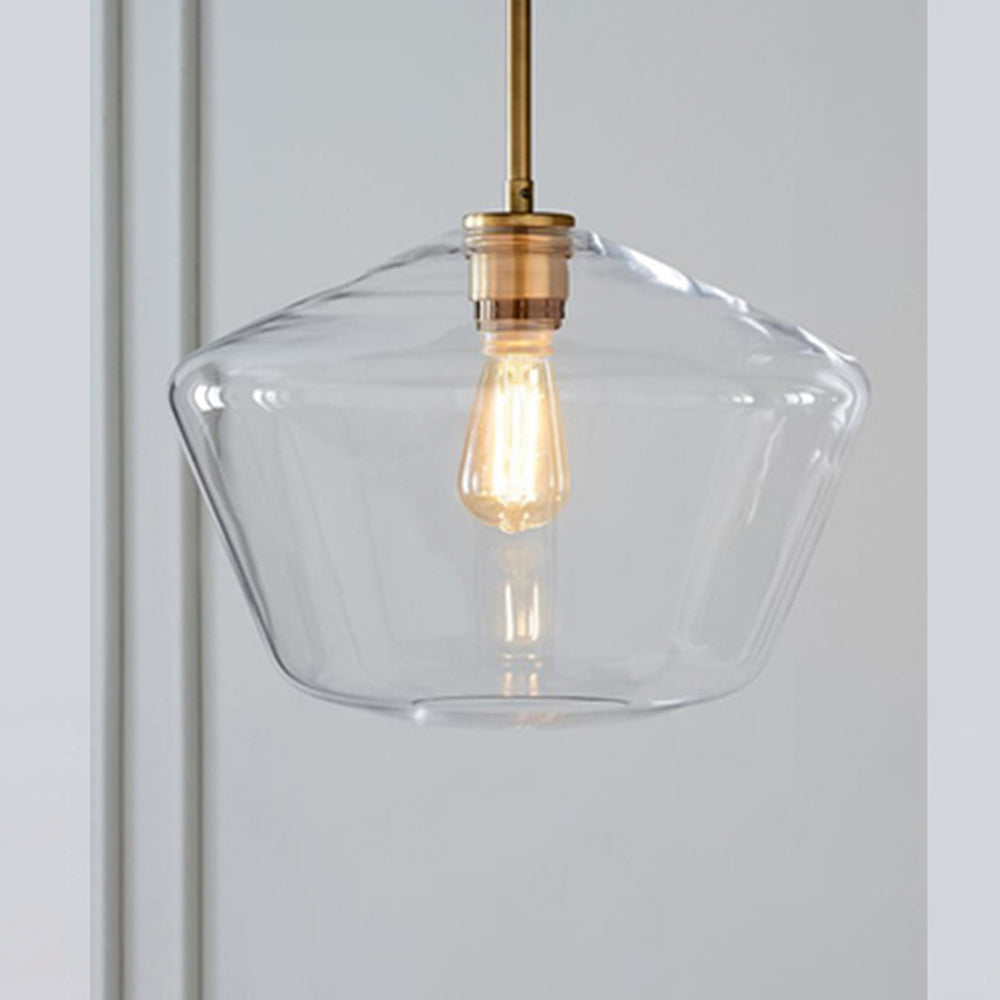 Lámpara colgante de vidrio diamante y latón. Iluminación moderna para tu hogar.