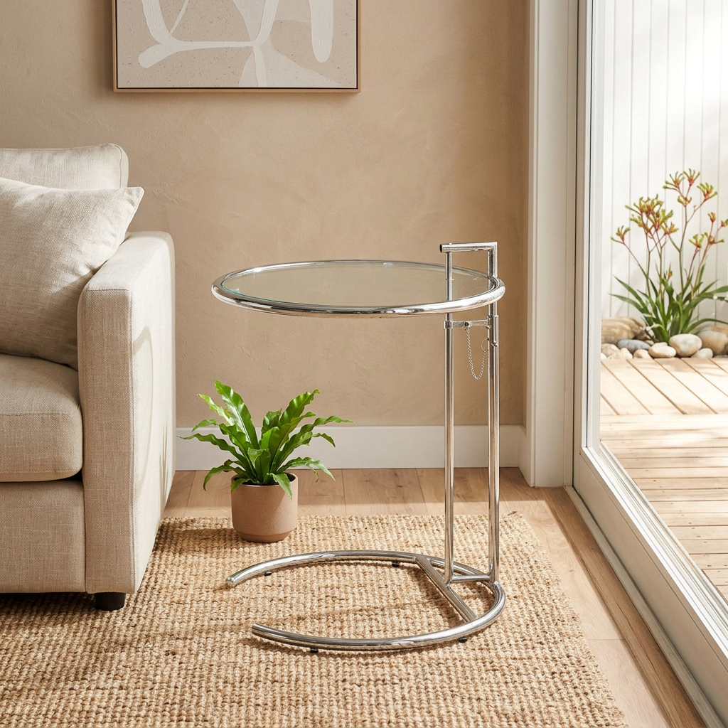Mesa de noche contemporánea ajustable, ideal para dormitorios modernos. Mueble auxiliar lateral minimalista para el hogar.