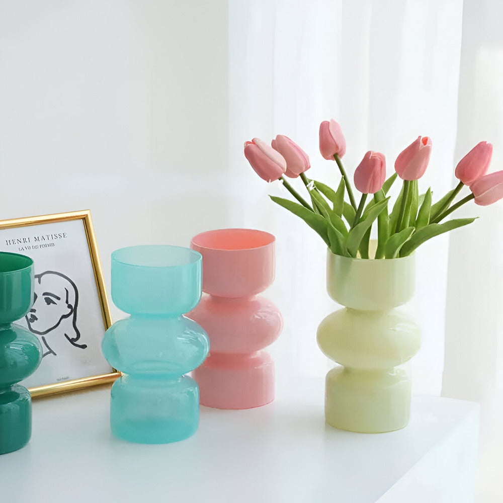 Jarrón contemporáneo con burbujas apiladas, ideal para decoración del hogar, diseño minimalista y florero moderno.