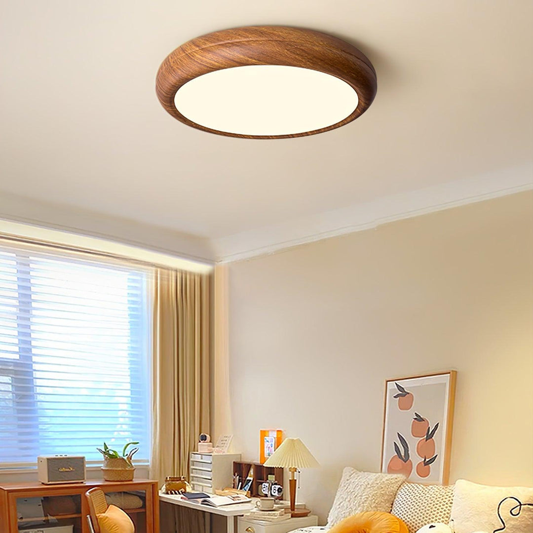 Iluminación de techo LED dimmable, veteado madera, estilo nórdico para decoración.