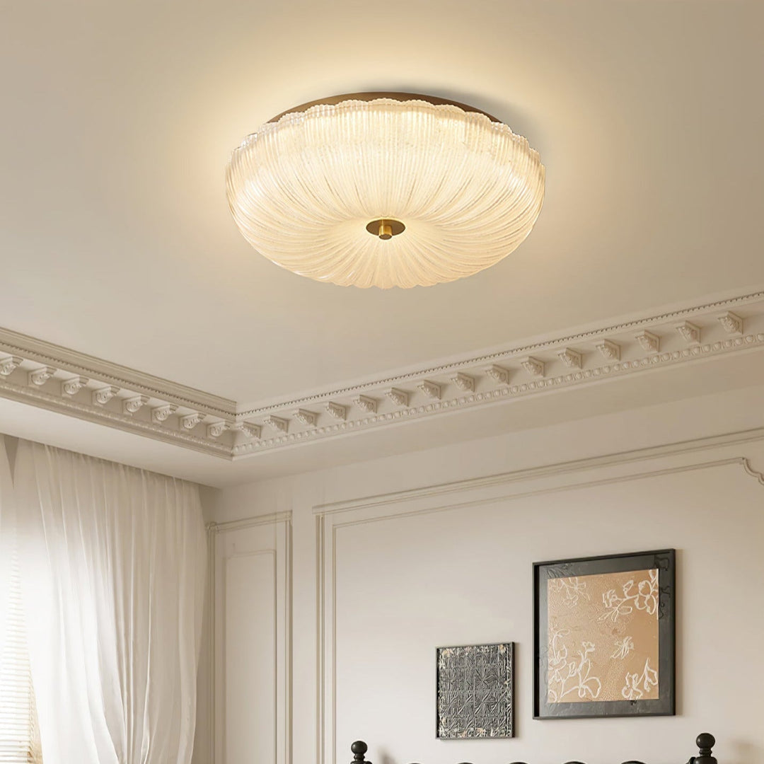 Plafón LED moderno, vidrio ondulado, luz ajustable (cálida/fría), eficiencia y estilo para el hogar.