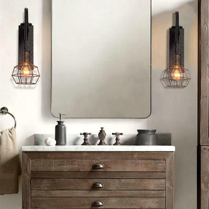 Aplique de pared decorativo industrial rústico, lámpara de hierro con polea para hogar E27.