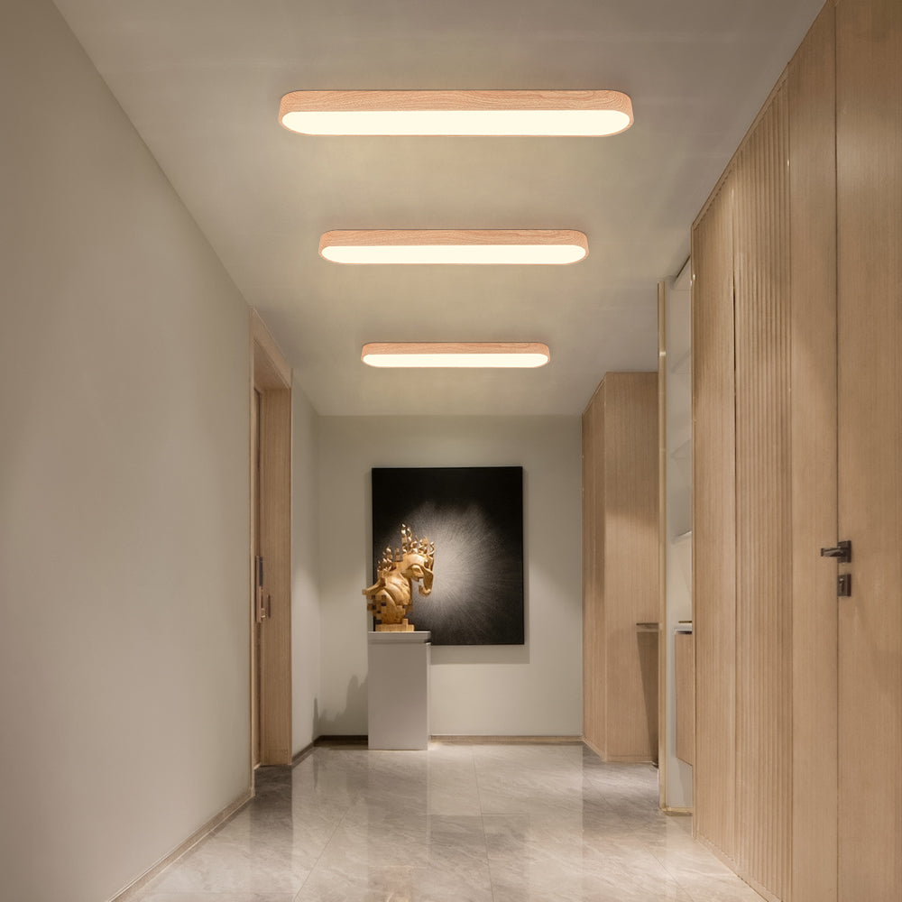 Plafón LED moderno ovalado de techo con luz ajustable. Iluminación adaptable para confort visual en interiores.