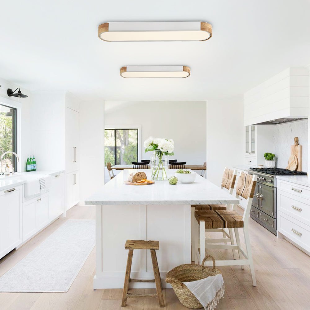 Luz de techo LED Japandi ovalada, iluminación moderna y minimalista para salones o comedores.