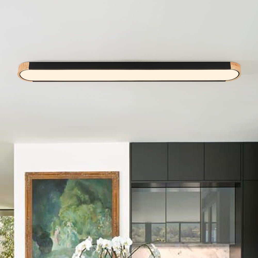 Luz de techo LED ovalada estilo Japandi, funcional y de diseño para oficinas, estudios o pasillos.