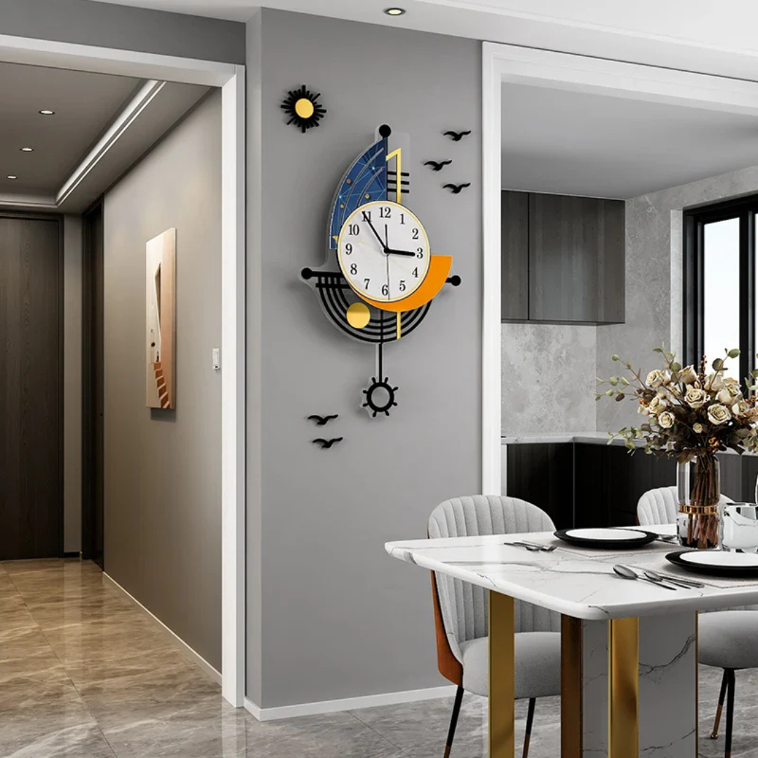 Reloj de pared blanco grande con diseño de velero náutico, decoración moderna y silenciosa para sala de estar u oficina.
