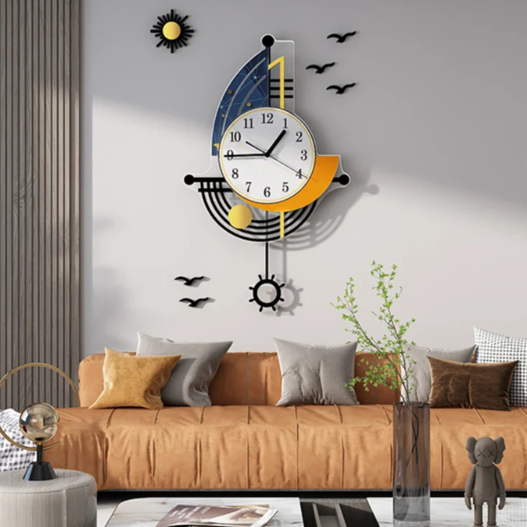 Reloj de pared con diseño de velero náutico blanco, un elemento moderno y silencioso para la decoración de tu hogar costero.