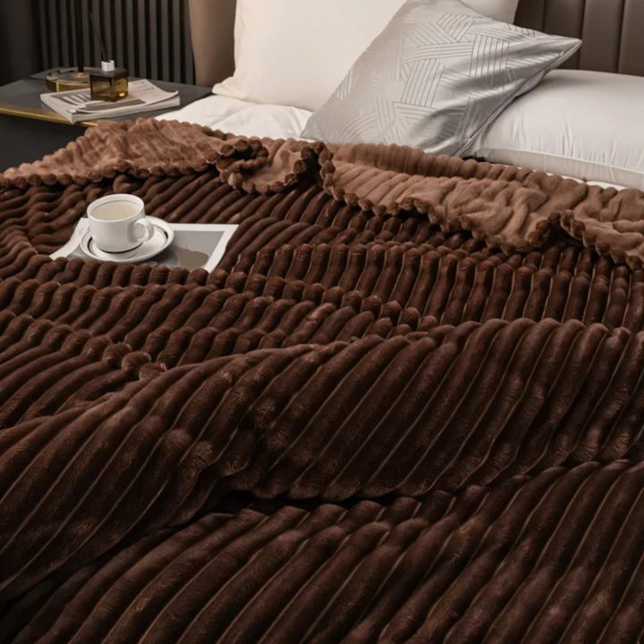 Manta suave de forro con franjas. Perfecta para throws, decoración de sofá y un invierno muy acogedor.