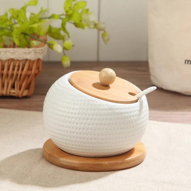 Recipiente azucarero para almacenamiento en cocina, estilo moderno. Accesorio esencial para café y té.