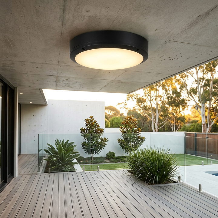 Lámpara de techo LED moderna y minimalista con diseño circular. Ideal para iluminación interior.