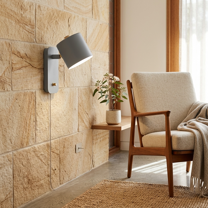 Lámpara de pared moderna y pivotante para lectura, diseño minimalista, ideal para dormitorio u oficina.
