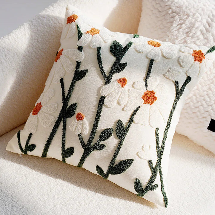 Estilo nórdico: funda cojín 45x45cm, diseño geométrico tufted para dormitorio.