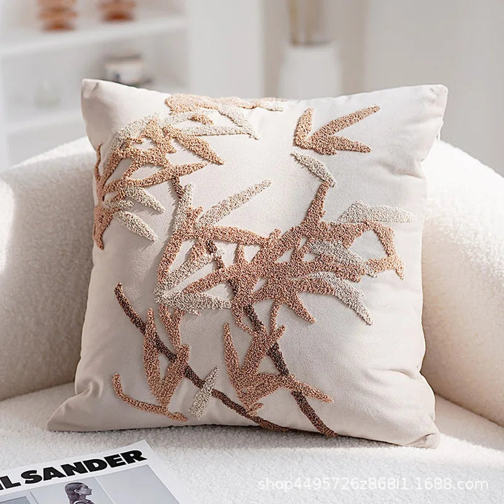 Funda de cojín decorativa tufted, patrón geométrico escandinavo moderno.