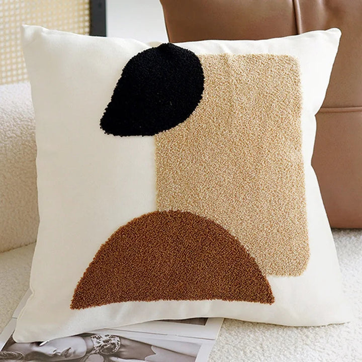 Decoración nórdica: funda cojín tufted 45x45cm, diseño geométrico y moderno.